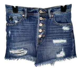 Kancan Ex for Maunces Distressed High-Rise Button Fly Women Jean Shorts Sz 25